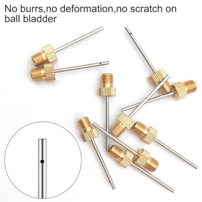 10 Pack Brass Ball Pump Needles + 1 Pump Needle Adaptor Hose, Ball Pump Inflation Needles, No Break Heavy Duty Air Pump Needles for Balls, with A Pump Needle Adaptor Hose, Stainless Steel Body