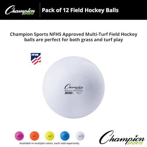 Champion Sports Field Hockey Balls – NFHS Approved, High-Visibility Regulation Balls, 12-Pack - color: White (Pack of 12)