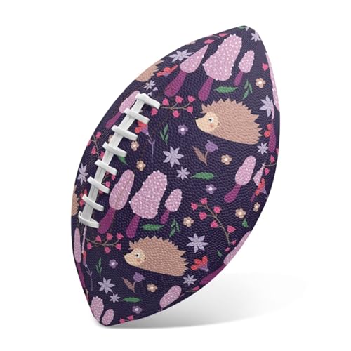 SYtrade Recreational Football Game Footballs PU Composite Leather Footballs for Training Indoor Outdoor - color: Hedgehog Flower Purple