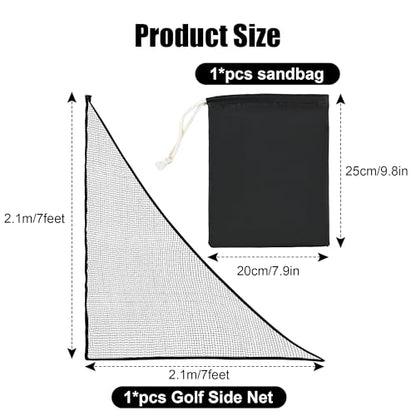 6-10ft 1/2PCS Nylon Side Net Golf Accessory with 1 Sang Bag, Easy to Install Side Net for Golf Nets and Simulator Premium Sports Net Hitting Nets (Red/Black) - style: Black-7x7ft 1Pcs