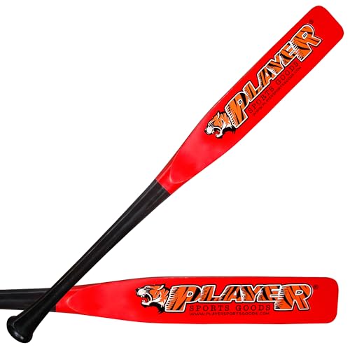 31" High-Grade Pro Maple Flat Half Paddle Training Baseball & Softball Bat in 31"/20 oz/Flat Barrel:2.75" for Professional Players in Black Handle & Red Barrel by Player Sports Goods LLC