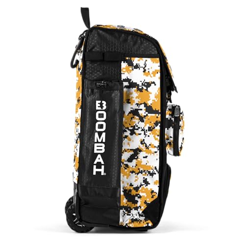 Boombah Rolling Catchers Superpack Baseball/Softball Gear Bag Digital Camo - 23-1/2" x 13-1/2" x 9-1/2" - Multiple Colors - Telescopic Handle and Holds 4 Bats - Wheeled Version - color: Black/Gold