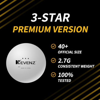KEVENZ 3 Star Ping Pong Balls, 40+mm Advanced Table Tennis Ball, Bulk Outdoor Ping Pong Balls (Orange, White) - color: White, 120-Pack