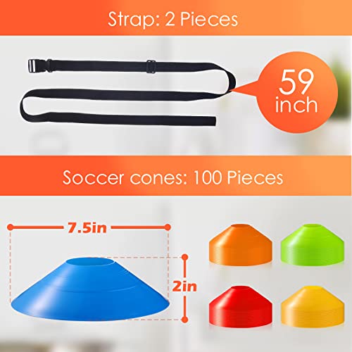 Yunsailing Soccer Cones with Straps Set, Disc Training Cones Bulk Agility Cone Sports Cone for Drills, Challenge, Football, Basketball, Skating, Coaching, Practice Equipment, Indoor, Outdoor