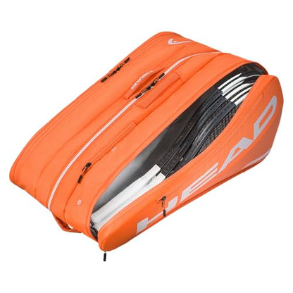 HEAD Tour Racquet Bag XL (12R) Tennis Bag - Holds Up to 12 Racquets, CCT+ Climate Control Technology, 3 Main Compartments, Shoe Pocket & Backpack Carry System - color: Orange
