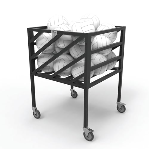 Murray Sporting Goods Premium Portable Volleyball Cart | Black Volleyball Metal Storage Cart with Wheels