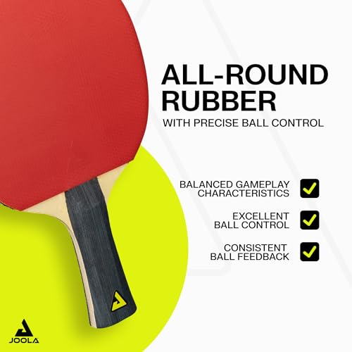 JOOLA Quattro Ping Pong Paddles Set of 4 - Includes 10 Advanced 3 Star Ping Pong Balls and Storage Case - 4 Competition Table Tennis Paddles to Help Improve Your Game with More Spin and Speed