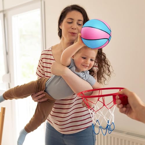 4 Packs Mini Basketballs 7 Inch Size 3 with Pump, Kids Small Basketball Set for Basketball Hoop Pool Party Games Indoor Outdoor Play Sports Toys Bouncy Basket Balls for Kids Toddlers 1-3 3-5 5-7 Gifts