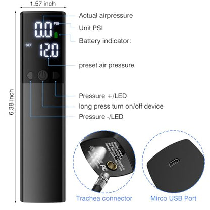Electric Ball Pump,Smart Air Pump Portable Fast Ball Inflation with Accurate Pressure Gauge and Digital LCD Display for Basketball Football Soccer Volleyball Swimming Balloon(2Pin & 2Nozzle & 1Spout)