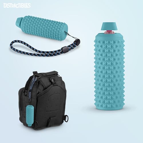 Sensory Roller Fidget with Clicker, Tactile Spikes for Anxiety, Stress Relief, Pain Stimulation, Autism & Over Stimulation with Lanyard (Blue) - color: Blue Large