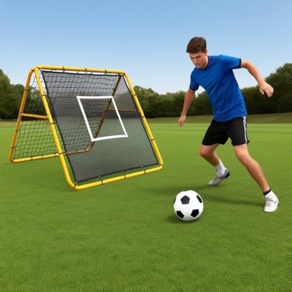 6X4 Ft Adjustable Soccer Rebounder Net, Heavy Duty Soccer Rebound Net with Iron Frame, Rust Resistant, Football Training Equipment for Backyard/Field, Easy Assembly