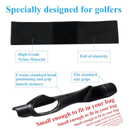 Golf Grip Trainer ，Swing Correcting Arm Band ，A Golf Swing Aid for Beginner ，Adjustable Hand Position Training Tool ，Golf Swing Mechanics Corrector ，Golf Swing Trainer