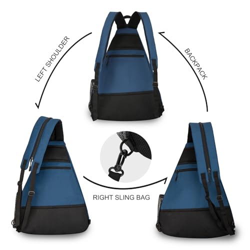 Goloni Pickleball Bag for Women Men, Convertible Pickleball Backpack Sling Bag with Fence Hook, Waterproof Polyester Paddle Bag with Multiple Compartments - color: Blue