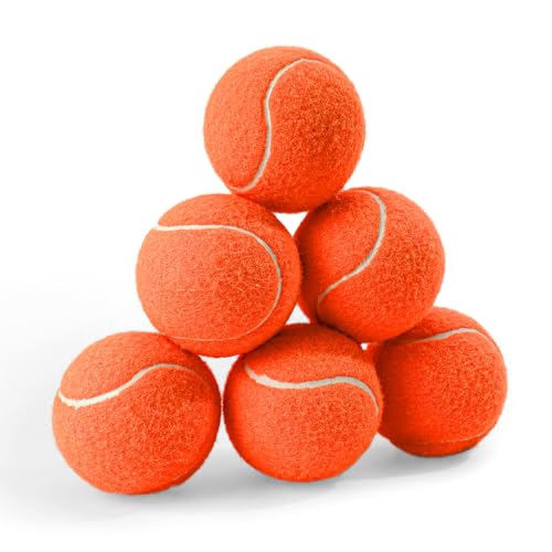 PHOEPET 6-Pack Tennis Balls for Dogs, Bulk Rubber Ball for Fetch Chew Toys Beginner Training Practice(Orange) - color: Orange-6 Pack, size: Medium 2.5"- 6 Pack