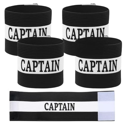 4PCS Black Captain Arm Bands for Soccer, Soccer Captain Armband, Adjustable Leader Armband Team Sport Arm Band Football Rugby Basketball Player Band for Adult Youth Volleyball Team