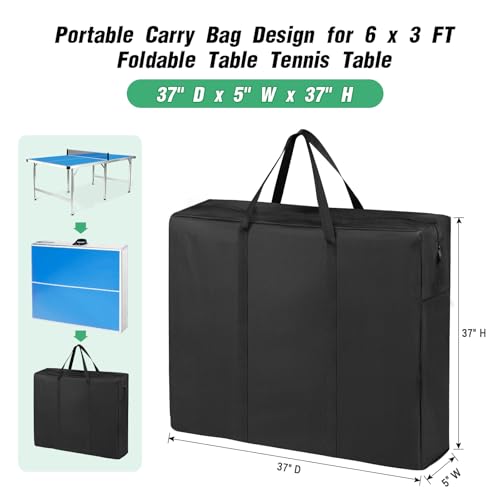 Folding Ping Pong Table Storage Bag, Portable Carry Bag for 6 x 3 FT Foldable Table Tennis Table - 37" D x 5" W x 37" H