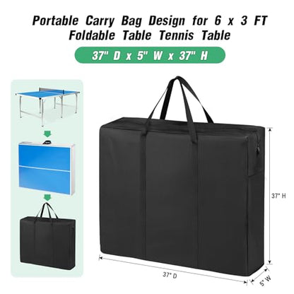 Folding Ping Pong Table Storage Bag, Portable Carry Bag for 6 x 3 FT Foldable Table Tennis Table - 37" D x 5" W x 37" H