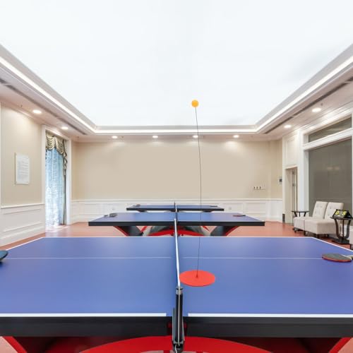 Table Tennis Trainer Set with Elastic Shaft, Wooden Training Racket and Base, Single Player Ping Pong Practice Equipment for Home and Training Random Color