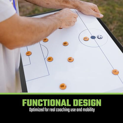 SCOPRO Tactical Coaching Board Kit for Sports, Magnetic Dry Erase Clipboard with Marker, 2 Sets of Magnets, Notepad & Carrying Case, Soccer Coaching Board for Strategy and Training, Light Blue/Yellow