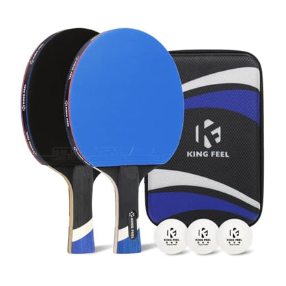 Professional Ping Pong Paddles-Lightweight Carbon Fiber Table Tennis Rackets with 7-Ply Blade, 2.0mm Premium Sponge, ITTF Approved Rubber - for Tournament-Level Performance Table Tennis Paddles - style: Blue(2-Pack)