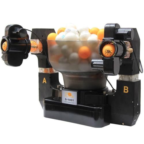 Ping Pong Training Robot Automatic Table Tennis Machine S1001 for Training, Table Tennis Robot Automatic Ball Practice Machine for Training 100+ Balls, 4-40m/S Speed