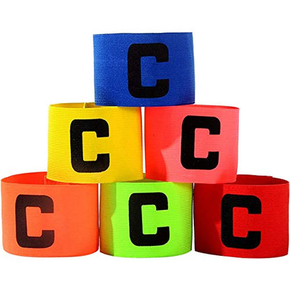 6 Pieces Elastic Soccer Captain Armband Adjustable Football Basketball Player Bands for Adult Youth - color: 6 Colors