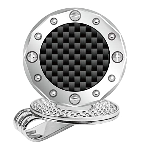 Golf Ball Marker with Carbon Fiber Ball Marker Bracelet, Golf Accessories, Golf Gifts, Golf Counter for Men Women - color: Silver/black