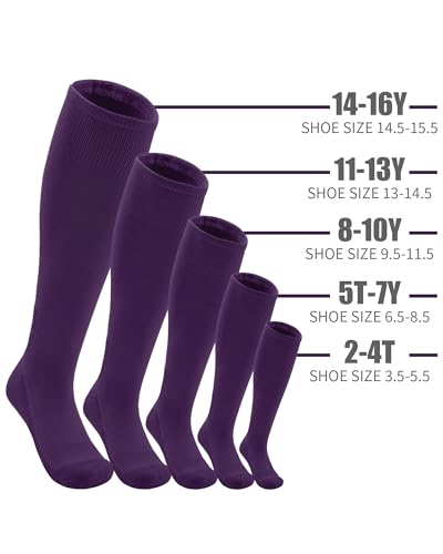QBK Toddler Baseball Socks And Belt Youth Softball Tee Ball Combo Set for Boy Girl (2 Pairs of Socks & 1 Belt) - color: Purple, size: 5-7 Years