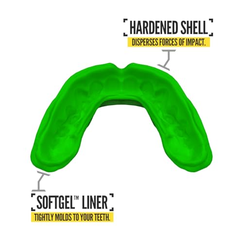 2 Pack Nxtrnd Rush Dual Layer Mouthguard, Custom Fit Sports Mouthpiece for Football, Boxing, MMA, Basketball, Hockey, Lacrosse, Youth & Adult (Green) - color: Green