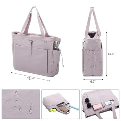 Tennis Gym Bag for Women, Tennis Tote Bag with Shoe Compartment & Wet Pocket, Tennis Racket Bag Holds 2-4 Rackets, Weekend Bag with Laptop Compartment for Men & Women - color: Purple