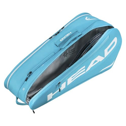 HEAD Tour Racquet Bag M (6R) Tennis Bag - Holds Up to 6 Racquets, CCT+ Climate Control Technology, 2 Main Compartments, Shoe Pocket & Backpack Carry System - color: Blue