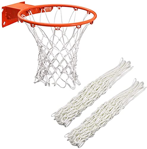 2Pcs Heavy Duty Basketball Net Replacement Fits Standard 12 Loop Basketball Hoop Net for Indoors and Outdoors Gym Equipment