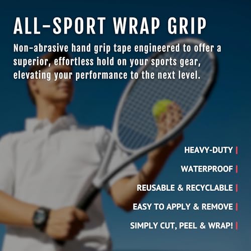 CATTONGUE GRIPS Sports Grip Tape Wrap - Wide Super Grippy Wrap - Anti-Slip Tape for Golf Clubs, Pull Up Bars, Baseball Bats, Lacrosse Sticks, Hockey Sticks, Pickleball Paddles & More