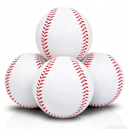 4 Pack Foam Baseballs Practice softballs 9 inch Training Soft Baseballs Batting Hitting Fielding Indoor Outdoor - color: White