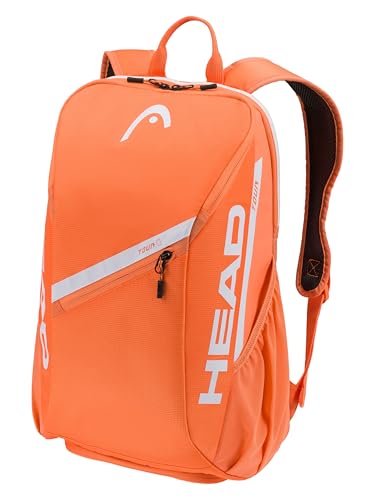 HEAD Tour Tennis Backpack 25L - Holds 2 Racquets, Shoe Compartment, Phone Pocket, Water Bottle & Ball Can Pockets - color: Orange