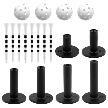 Rubber Golf Tees for Mats, Golf Tee Holder Kit with 6 Ball Holders, 8 Tees & 4 Balls, 6 Sizes Non Slip Rubber Tee Set for Driving Range, Indoor & Outdoor Practice