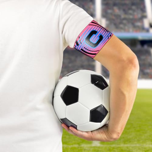 Sports Captain C Arm Band, Unisex Elastic Soccer Captain Armband Adjustable Outdoor Football Player Captain's ArmBands for Youth and Adult - color: Pink