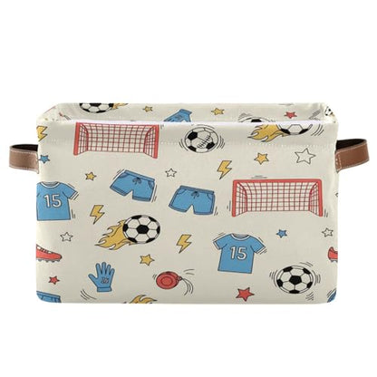 Soccer Gear Storage Baskets - Collapsible Canvas Bin for Home Organization, Decorative Fabric Box with Handles - size: 1 PCS