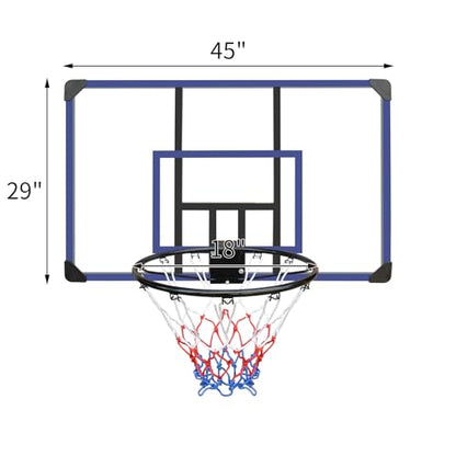 Wall-Mounted Basketball Hoop, All-Weather Folding Hoop for Indoor & Outdoor Use - style: 45" Backboard
