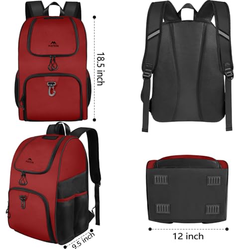 MATEIN Basketball Bag, Sturdy Soccer Bag with Ball Holder & Shoe Compartment, Large Basketball Backpack for Training Equipment, Water Resistant Sports Ball Backpack Fits Volleyball Football, Colorful - color: Red