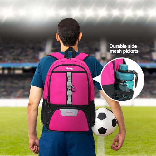 Goloni Youth Soccer Bag,Basketball Bag with Ball Compartment & Shoe Compartment,Backpack for Football Volleyball Basketball - color: Pink
