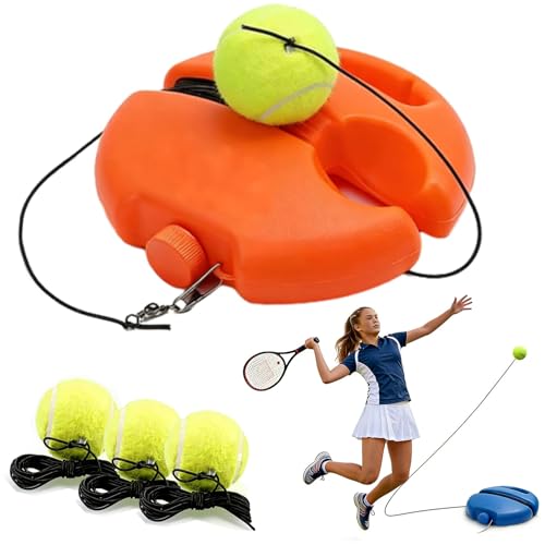 Solo Tennis Trainer Rebound Ball with String, Self Practice Training Kit with Water Injection Port, Blue, Includes 2-3 Balls and 157.5 Inch Rope, for Adults Kids and Beginners - color: Orange, size: With 3 Balls