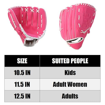 10.5/11.5/12.5 Inch Synthetic Leather Baseball Mitt - Left Hand Deep Pocket Design for Infield Practice, Beginner Softball Glove - color: Red, size: Small
