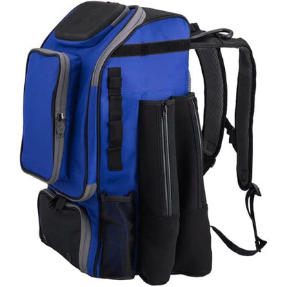 Tournament Backpack Baseball Bag, Large Capacity Bat Holder, Softball Bag with Shoe Compartment and Fence Hook, Royal/Black