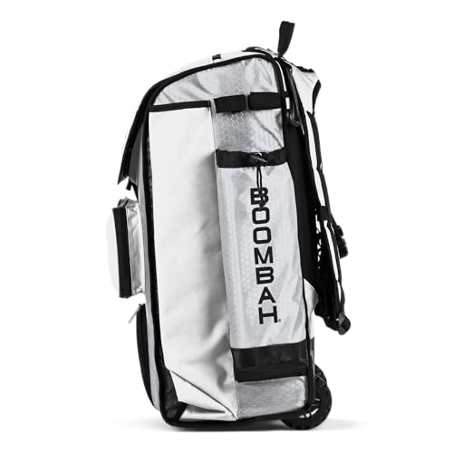 Boombah Catchers Superpack Hybrid Rolling Bat Bag - Multiple Colors - Wheeled & Backpack Version - color: White/White