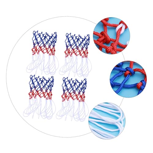Luxshiny 4pcs Tricolor Nylon Basketball Nets Premium Outdoor Basketball Rim Mesh Replacement Sturdy Accessories for Court Equipment