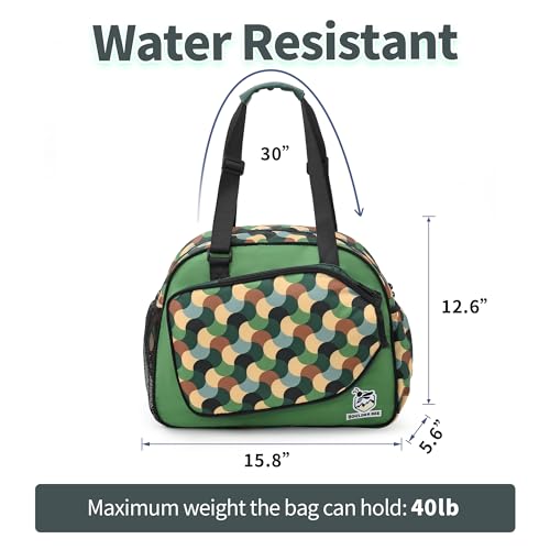 Boulder Bee Pickleball Bags, Premium Pickleball Tote Bag for Girls, Women’s Hand/Shoulder Gym Bag w Water Bottle Holder, with Pickleball Racquet/Paddle Holder - color: Green Wave