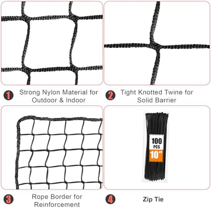 Storgem Baseball Batting Cage Net, Frame Not Include, Baseball and Softball Cage Netting with Door, Target Cloth, Heavy Duty Enclosed Hitting Cage Net for Backyard and Indoor