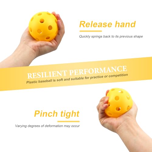 16 Pack Plastic Baseballs - Hollow Softballs for Lightweight Batting Practice - Indoor/Outdoor Training Balls - color: Yellow,9pcs