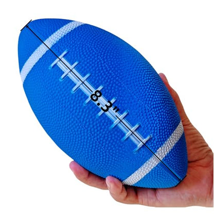 6 Pack 8.3" Inflatable Footballs with Pump and Kicking Tee,Rubber Junior Soft Small Toddler and Mini Footballs, Playground Balls for Kids - color: Multicolor